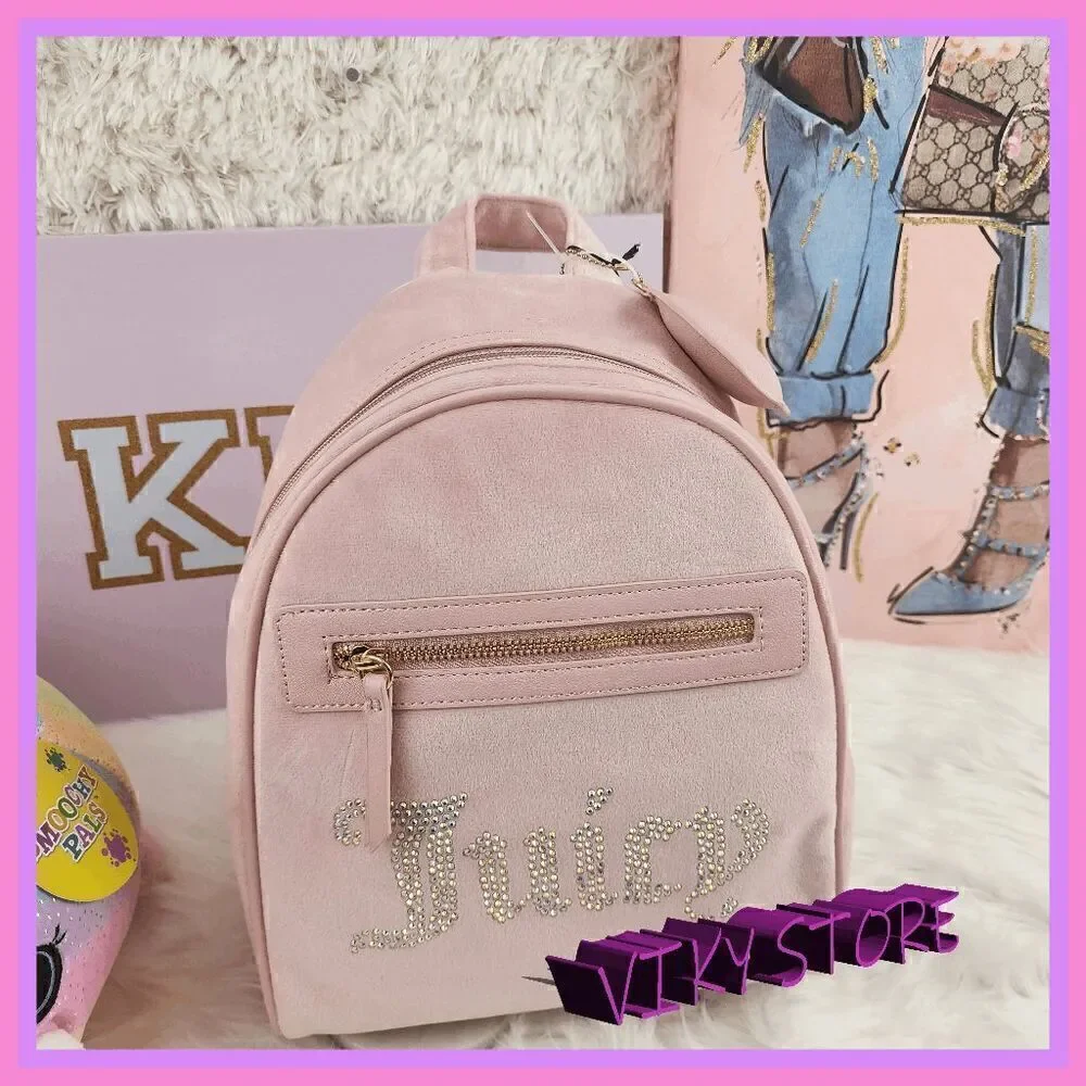 NWT 💖 {Juicy Couture}  Stylish Everyday Companion:  Pink Velvet Backpack with L